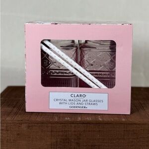 Godinger Claro Pink Crystal Mason Jar Set